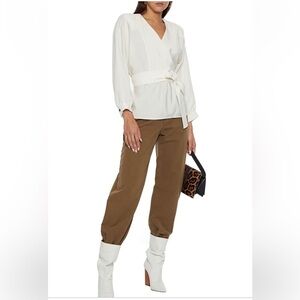 BA&SH
Cola wrap-effect crepe de chine top. Cream size 2 Romantic effortless chic